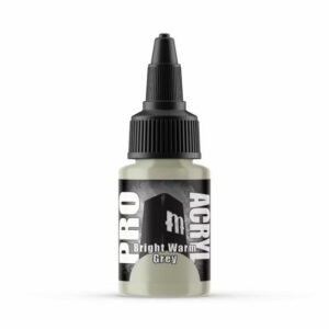 Professional acrylic paint in Bright Warm Grey with precision nozzle and vibrant label design.