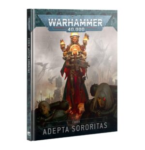 Adeptus Sororitas Codex: Fierce Sisters of Battle illuminated by faith, amidst chaos in Warhammer 40K.