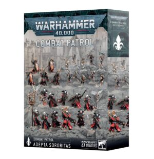 Adepta Sororitas Combat Patrol Set for Warhammer 40,000 features 27 detailed miniatures and vibrant art.