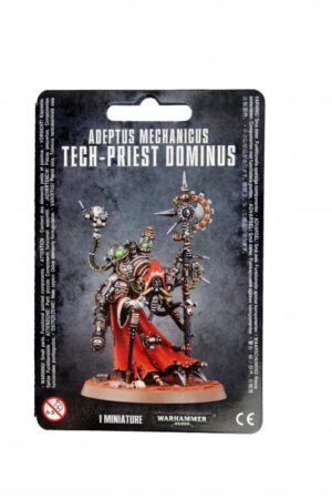 Adeptus Mechanicus Tech-Priest Dominus miniature model, showcasing intricate details and vibrant colors.
