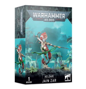 Jain Zar Aeldari miniature for Warhammer 40,000, showcasing intricate design and vibrant colors.