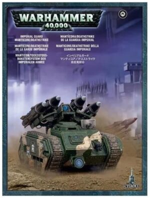 Battle-ready Warhammer 40,000 armored vehicle in a chaos-filled, war-torn landscape.