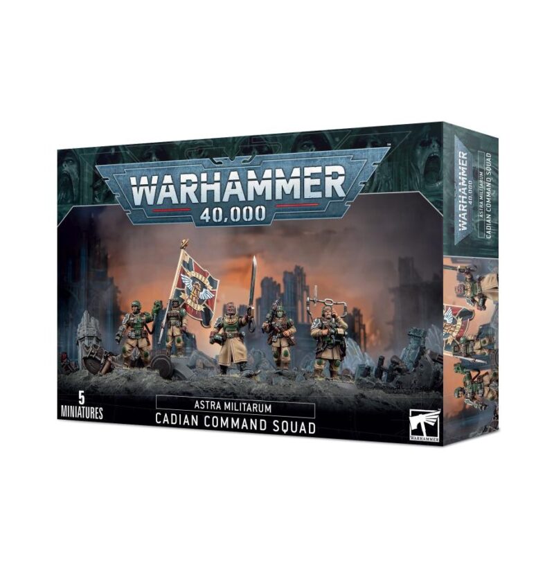 Astra Militarum Cadian Command Squad features 5 detailed miniatures for Warhammer 40,000 gameplay.