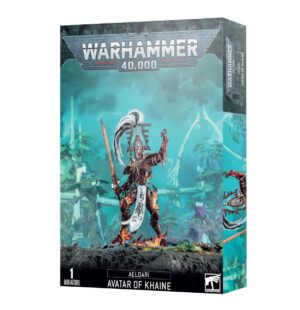 Avatar of Khaine model kit from Warhammer 40,000 featuring an intricate Eldar warrior design.