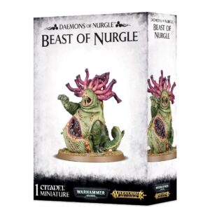 Beast of Nurgle miniature figure box, showcasing vibrant, grotesque design for Warhammer collectors.