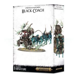Eerie Black Coach miniature from Warhammer: Gothic design with ghostly horses, perfect for collectors.