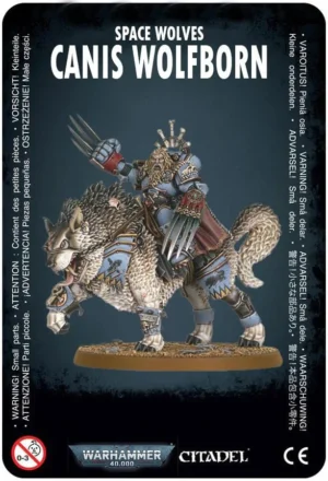 Space Wolves warrior riding a fierce wolf, showcasing dynamic action and intricate detailing.