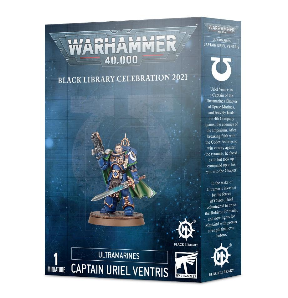 Captain Uriel Ventris Ultramarines miniature from Warhammer 40,000, celebrating Black Library 2021.