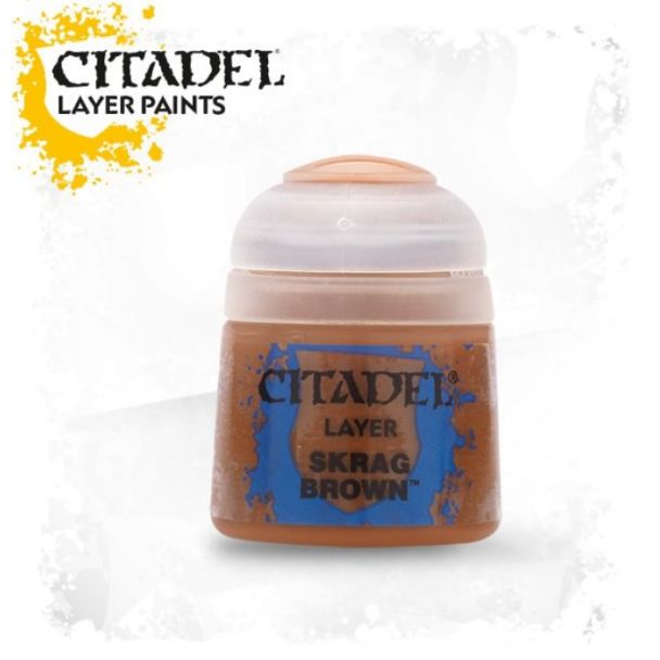 Citadel Skrag Brown Layer Paint pot for miniatures, perfect for earthy textures in tabletop gaming.