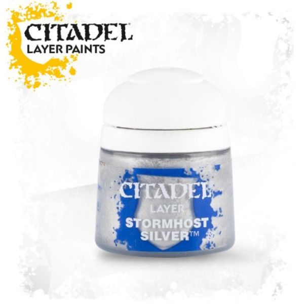 Citadel Stormhost Silver paint jar, perfect for model painters and creative projects.