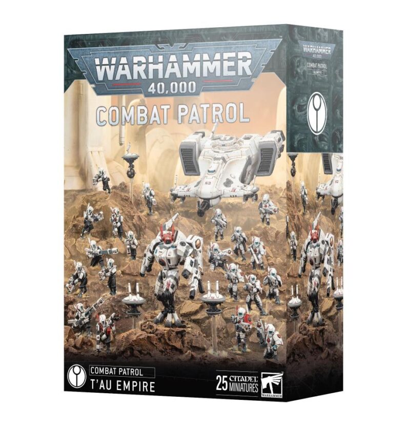 Combat Patrol: Tau Empire box set featuring 25 miniatures in a striking design.