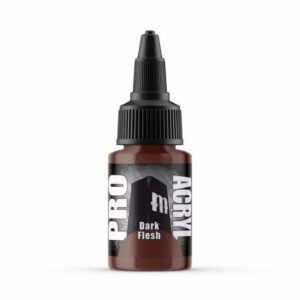 Professional Dark Flesh acrylic paint in a sleek brown bottle for precise application and detailing.