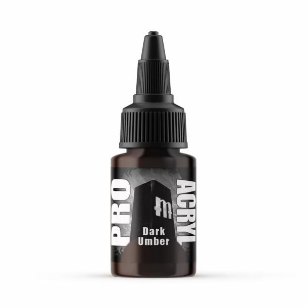 PRO ACRYL Dark Umber acrylic paint in a convenient bottle for artists and crafters.