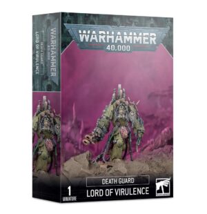 Death Guard Lord of Virulence model box featuring dark themes and intricate gothic design.
