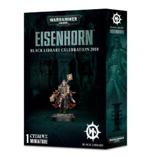 Eisenhorn miniature from Warhammer 40,000, featuring detailed design and gothic packaging for collectors.