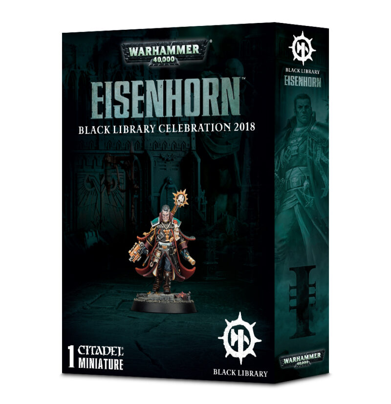 Eisenhorn miniature from Warhammer 40,000, featuring detailed design and gothic packaging for collectors.