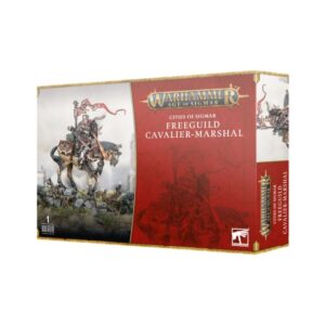 Freeguild Cavalier-Marshal box art features stunning cavalry detail against a vibrant red background.