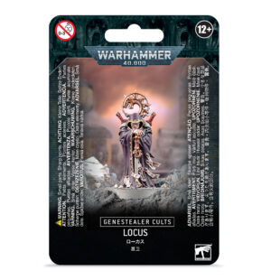 Packed Genestealer Cults Locus miniature, detailed design, vibrant art, Warhammer 40,000 collectible.