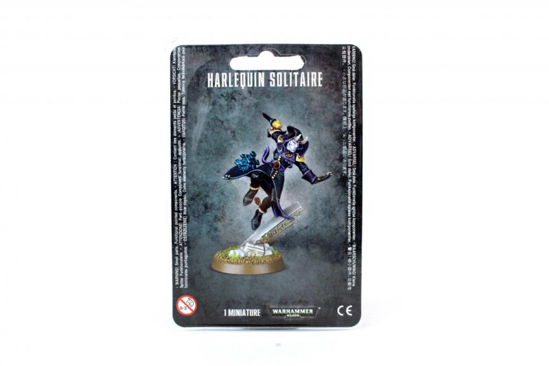Vibrant Harlequin Solitaire figure in dynamic pose, perfect for tabletop game collectors and enthusiasts.