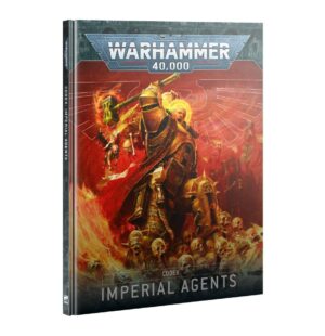 Epic cover of Warhammer 40K: Rise of the Imperial Agents, featuring a heroic figure and diverse factions.