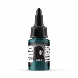 Vibrant jade green acrylic paint bottle for artists with precise nozzle and modern design.