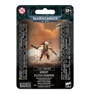 Kroot Flesh Shaper miniature from Warhammer 40,000, depicting detailed alien figure in action.