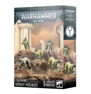 Kroot Hounds miniatures set for Warhammer 40,000 features five alien canines with unique designs.