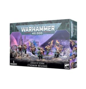Leagues of Votann Cthonian Berserks: Detailed miniatures in a vibrant Warhammer 40,000 landscape.