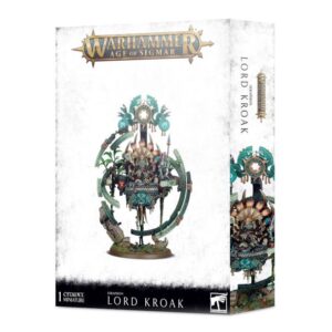 Lord Kroak model from Warhammer Age of Sigmar, showcasing intricate details and bold packaging.