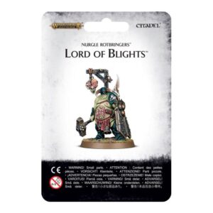 Lord of Blights miniature from Warhammers Nurgle faction, showcasing decay and intricate design.