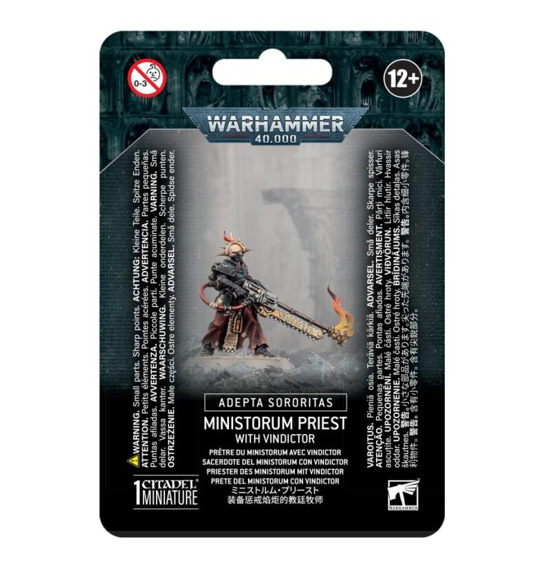 Ministorum Priest with Vindicator: a detailed Warhammer 40K miniature for collectors and enthusiasts.
