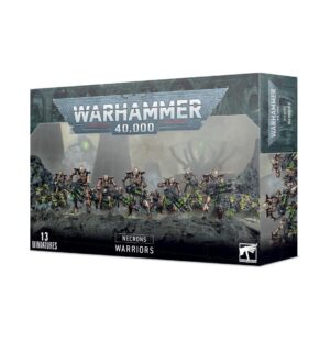 Necron Warriors Miniature Set for Warhammer 40,000 with 13 detailed custom models and vibrant packaging.