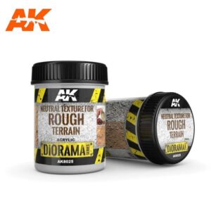 AK Neutral Texture for Rough Terrain jars, ideal for realistic dioramas and miniature landscapes.