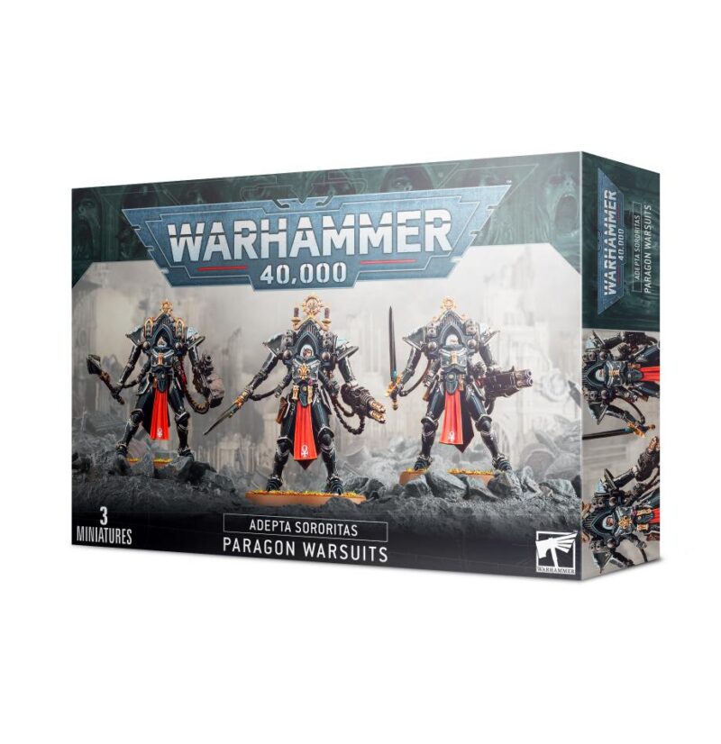 Warhammer 40,000 Paragon Wardsuits set: three detailed Adepta Sororitas miniatures for epic battles.