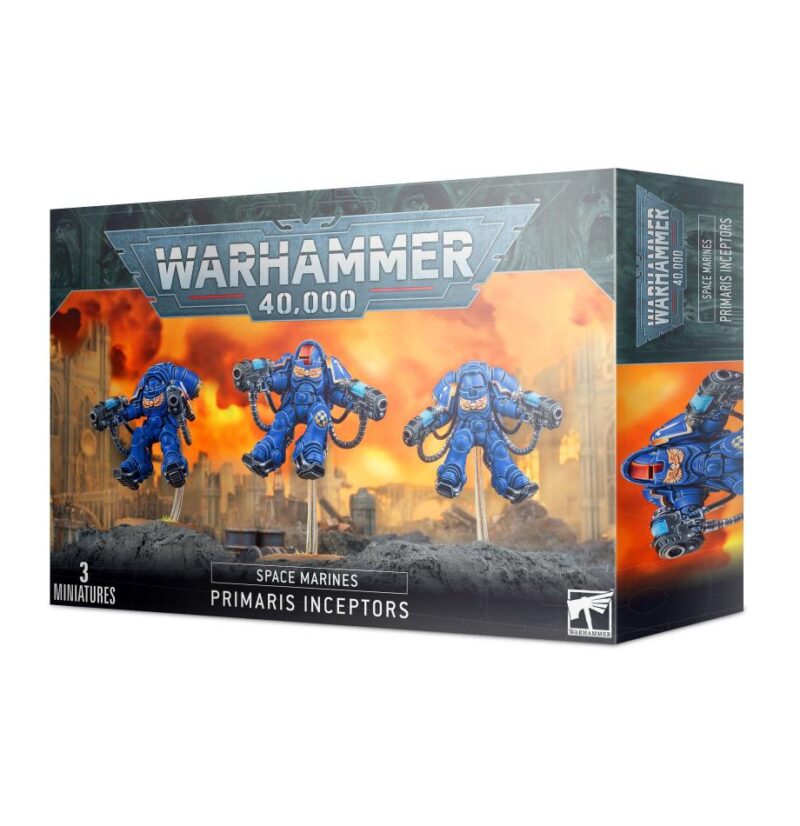 Primaris Inceptors Box Set: Agile Space Marines in blue armor for Warhammer 40,000 tabletop gaming.