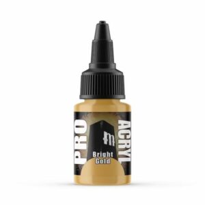 Vibrant Bright Gold acrylic paint in a sleek PRO ACRYL bottle for artists.