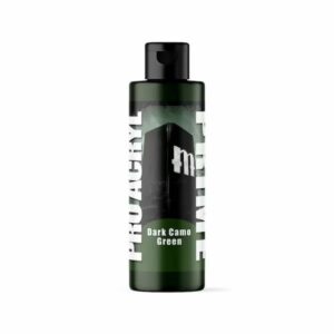 Pro Acryl Dark Camo Green paint in a sleek bottle, ideal for artists and creative projects.