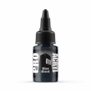 Pro Acrylic Blue Black paint bottle with precision nozzle for professional artists.