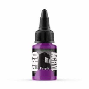 Professional-quality purple acrylic paint in a sleek, clear bottle for artists.