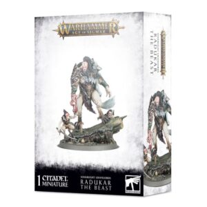 Radukar the Beast miniature box art from Warhammer Age of Sigmar featuring dynamic design and details.