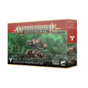 Ratling Warplaster Miniature for Age of Sigmar: Steampunk Skaven model in vibrant red and gold.
