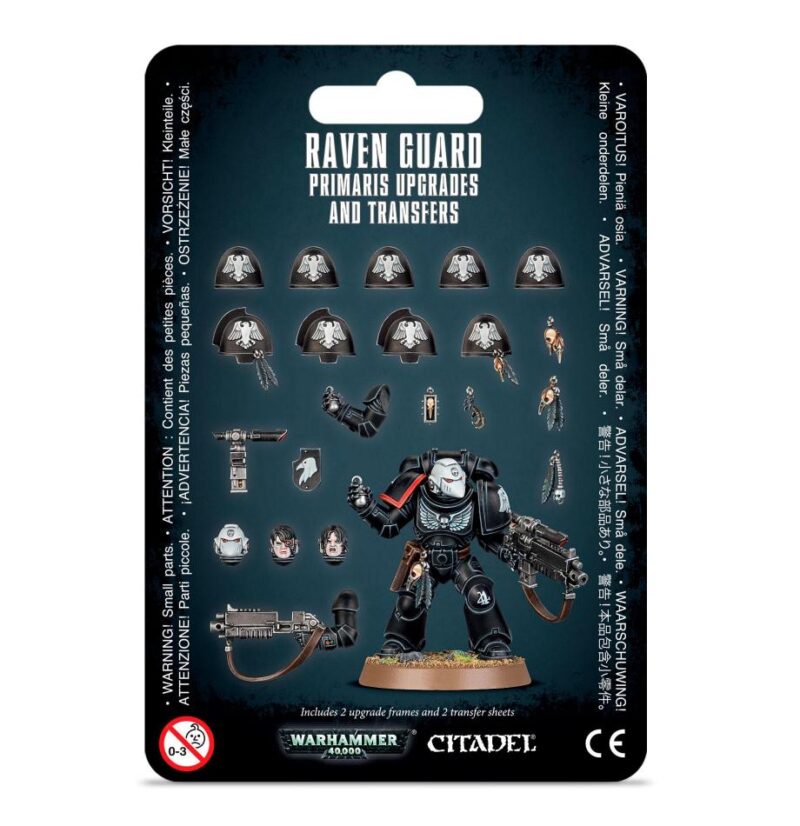 Raven Guard Primaris Marine Upgrade Set: customizable helmets, shoulder pads, and transfers for unique models.