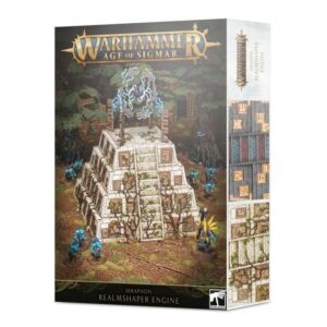 Discover the Realmsaper Engine model from Warhammer: Age of Sigmar, featuring vibrant artwork and miniatures.