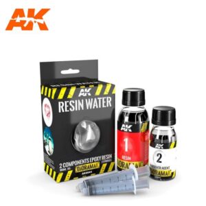 AK Resin Water Kit for realistic dioramas with precise mixing tools.