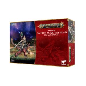 Saurus Scar-Veteran on Aggrodon model set: dynamic artwork and intricate detailing in Warhammer Age of Sigmar.