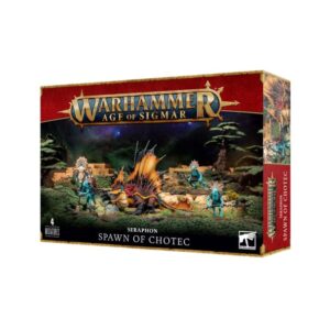 Seraphon: Spawn of Chotec miniatures set, vibrant lizard warriors in lush Warhammer Age of Sigmar world.