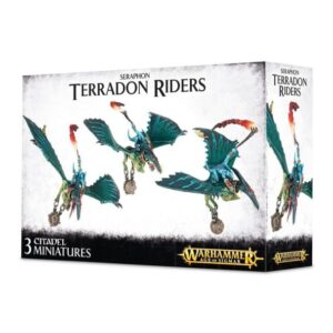 Seraphon Terradon Riders miniatures for Warhammer Age of Sigmar, featuring vibrant designs and dynamic poses.