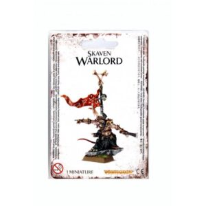 Skaven Warlord miniature: detailed rat-like figure with armor, banner, and captivating design for collectors.