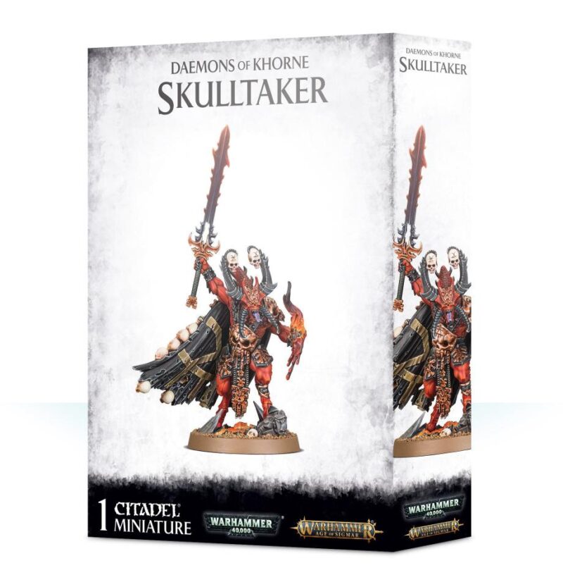 Skulltaker Miniature Model: Daemon of Khorne with vibrant design and intricate details.