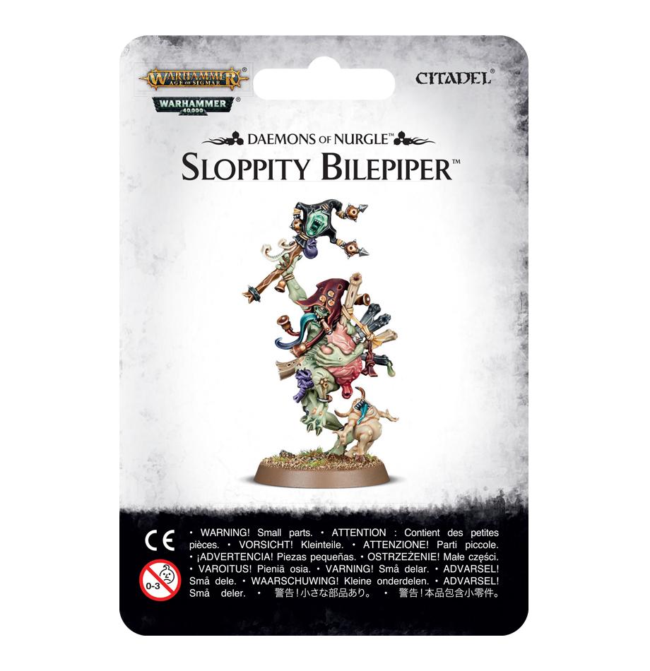 Colorful Sloppity Bilepiper miniature from Warhammer Nurgle, blending chaos and creativity in gaming.